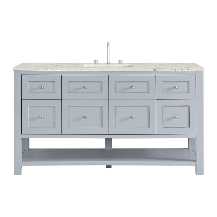 Breckenridge 60" Single Vanity, Smokey Celadon, w/ 3 CM White Zeus Quartz Top