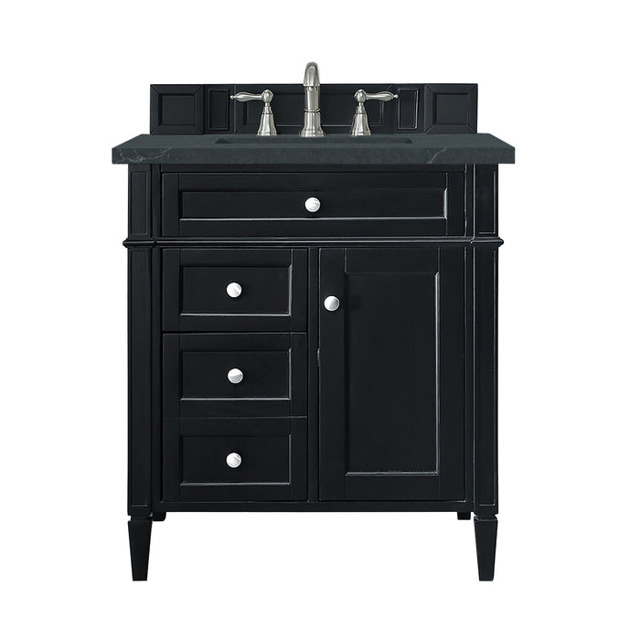 Brittany 30" Single Vanity, Black Onyx, w/ 3 CM Charcoal Soapstone Silestone Top