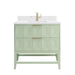 Emmeline 36" Single Vanity, Pistachio w/ Single Hole 3 CM White Zeus Top & Backsplash