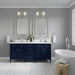 James Martin Brittany 72" Double Bathroom Vanity in Victory Blue, shown in a bathroom setting