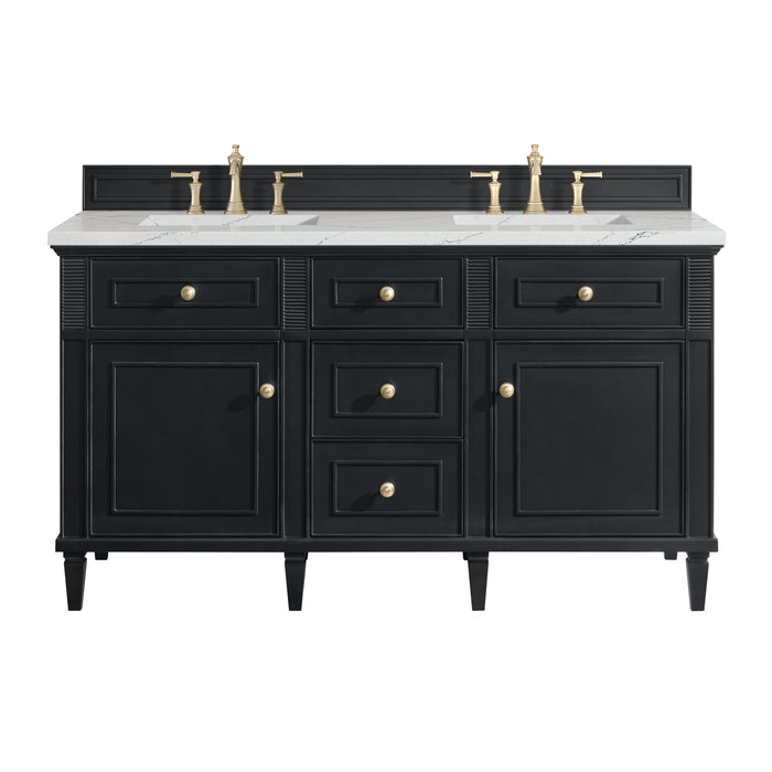 Lorelai 60" Double Vanity, Black Onyx w/ 3 CM Ethereal Noctis Silestone Top