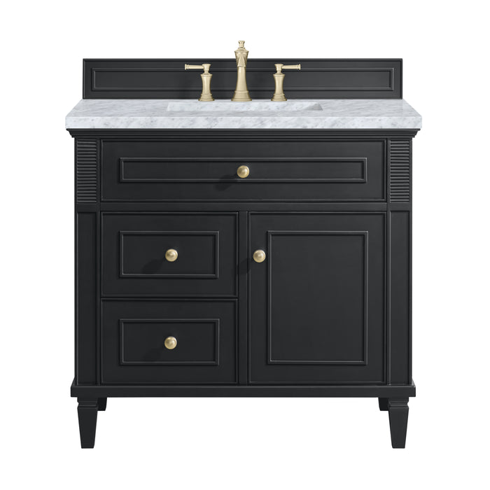 Lorelai 36" Single Vanity, Black Onyx w/ 3 CM Carrara White Marble Top