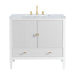 Myrrin 36" Vanity, Bright White w/ 3 CM Carrara White Marble Top