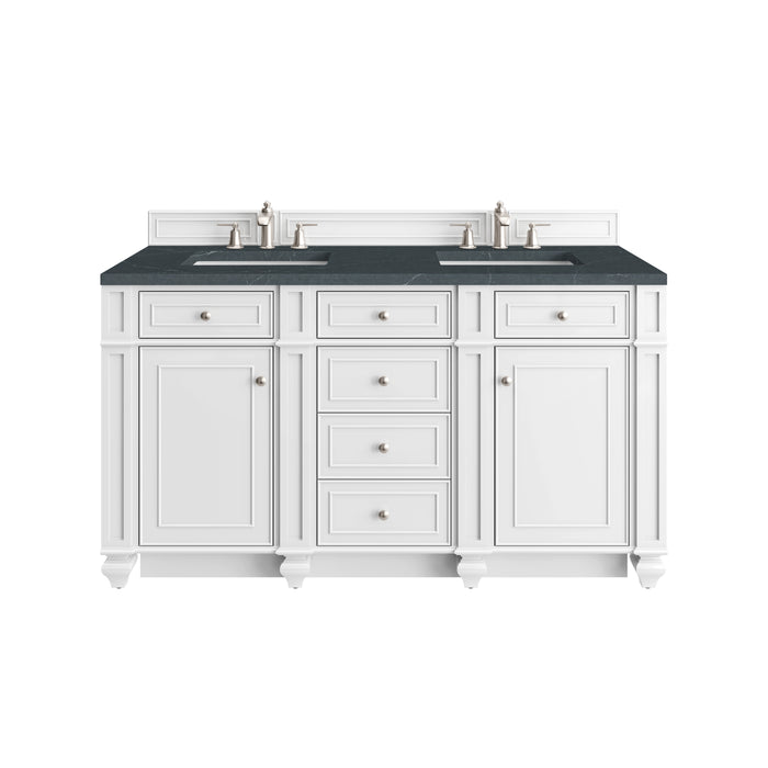 Bristol 60" Double Vanity, Bright White w/ 3 CM Charcoal Soapstone Silestone Top