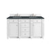Bristol 60" Double Vanity, Bright White w/ 3 CM Charcoal Soapstone Silestone Top