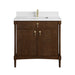 Kinnsden 36" Single Vanity, Sable Oak w/ Single Hole 3 CM White Zeus Silestone Top and Matching Backsplash