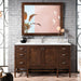 James Martin Addison 60" Single Bathroom Vanity in Mid-Century Acacia, shown in a bathroom setting