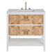 Olena 36" Single Vanity, Light Mappa Burl and Polished White w/ 3 CM White Zeus Silestone Top