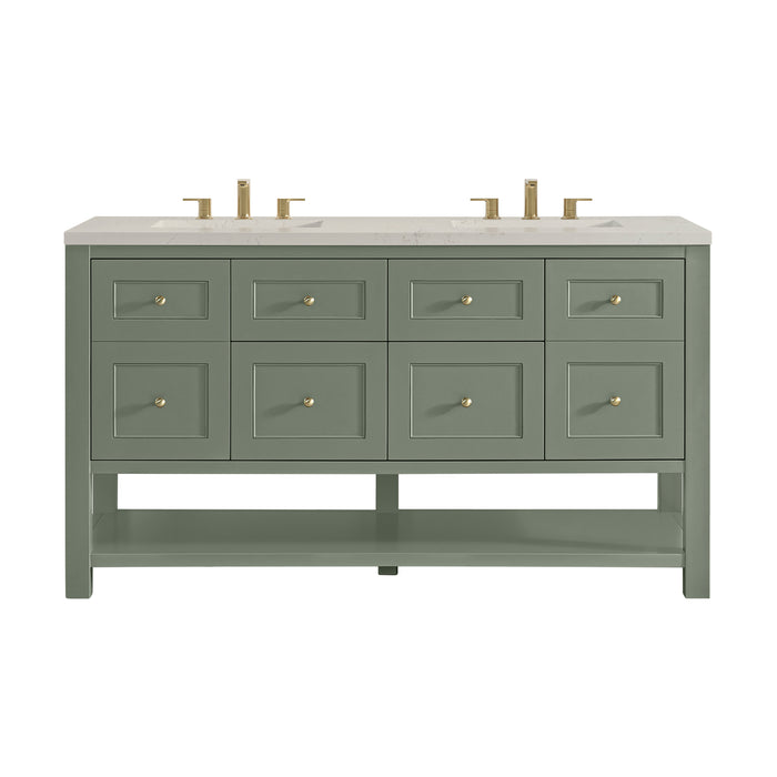 Breckenridge 60" Double Vanity, Light Natural Oak, w/ 3 CM Victorian Silver Quartz Top w/FreePower Wireless Charger