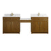 Bellshire 96" Dual Vanity Set with 24" Make-Up Counter, Honey Oak w/Single Hole 3 cm White Zeus Silestone Top & Backsplash