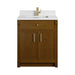 Bellshire 30" Single Vanity, Honey Oak w/ Single Hole 3 CM White Zeus Silestone Top and Matching Backsplash