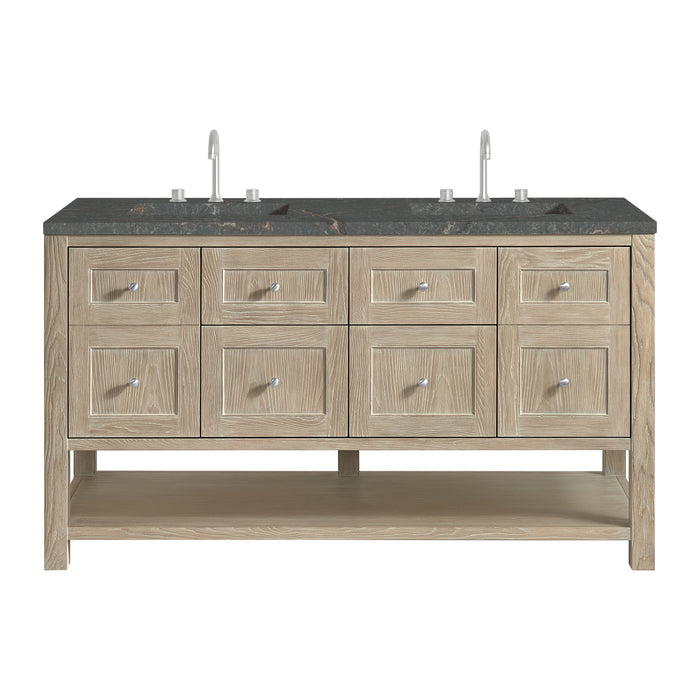 Breckenridge 60" Double Vanity, Serenity Blue, w/ 3 CM Ethereal Noctis Quartz Top