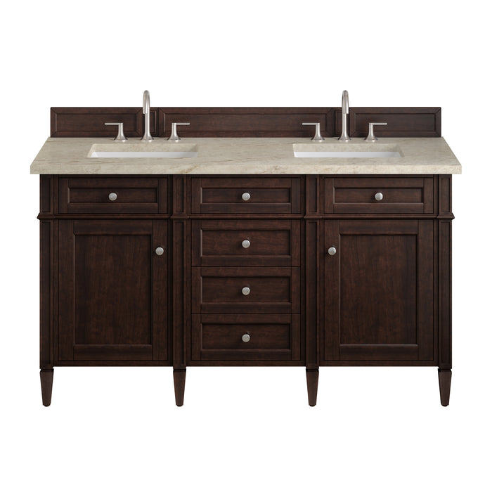 Brittany 60" Double Vanity, Burnished Mahogany, w/ 3 CM Phantome Eclos Top
