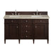 Brittany 60" Double Vanity, Burnished Mahogany, w/ 3 CM Phantome Eclos Top