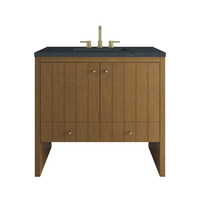 Hudson 36" Single Vanity, Honey Oak w/ 3 CM Charcoal Soapstone Silestone Top