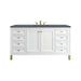 Chicago 60" Single Vanity, Glossy White, w/ 3 CM Parisien Bleu Silestone® Top