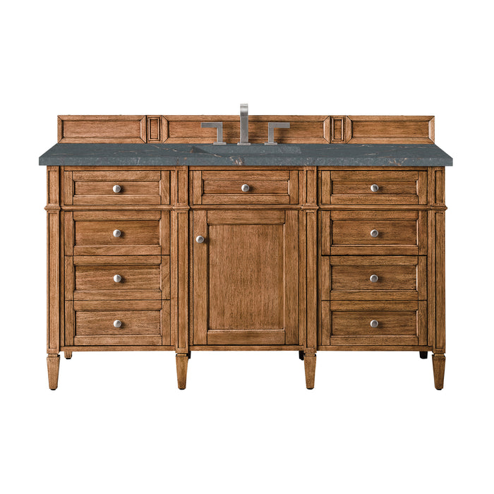Brittany 60" Single Vanity, Saddle Brown, w/ 3 CM Tajnar Eclos Top