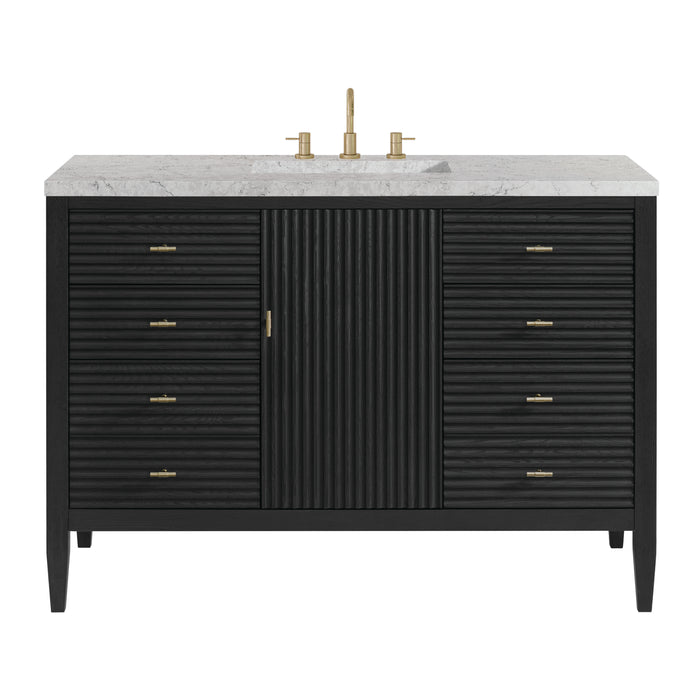 Myrrin 48" Single Vanity, Bright White, w/ 3 CM Siberian Silestone Top w/FreePower Wireless Charger