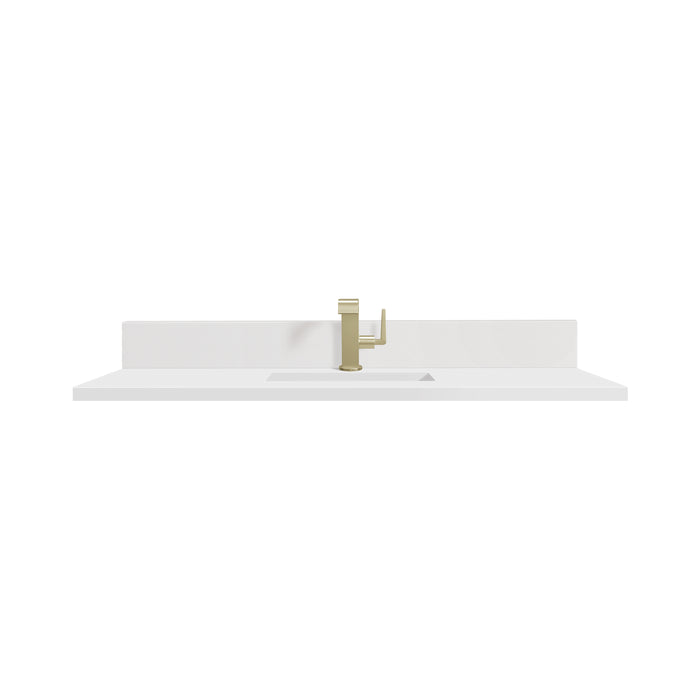48" Single Top, Single-Hole, 3 CM White Zeus Silestone w/ Backsplash & Sink