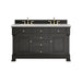Brookfield 60" Double Vanity, Black Onyx w/3 CM Eternal Jasmine Pearl Silestone Top