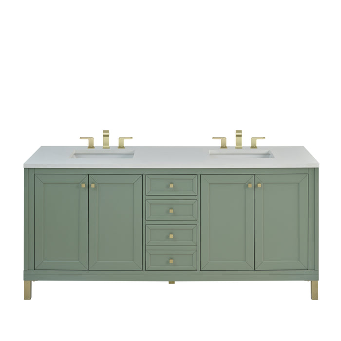 Chicago 72" Double Vanity, Smokey Celadon, w/ 3 CM Eternal Jasmine Pearl Silestone® Top
