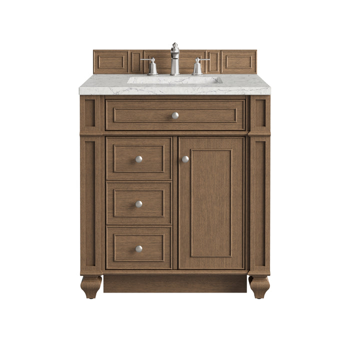 Bristol 30" Single Vanity, Saddle Brown w/ 3 CM Eternal Jasmine Pearl Silestone Top