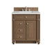 Bristol 30" Single Vanity, Saddle Brown w/ 3 CM Eternal Jasmine Pearl Silestone Top
