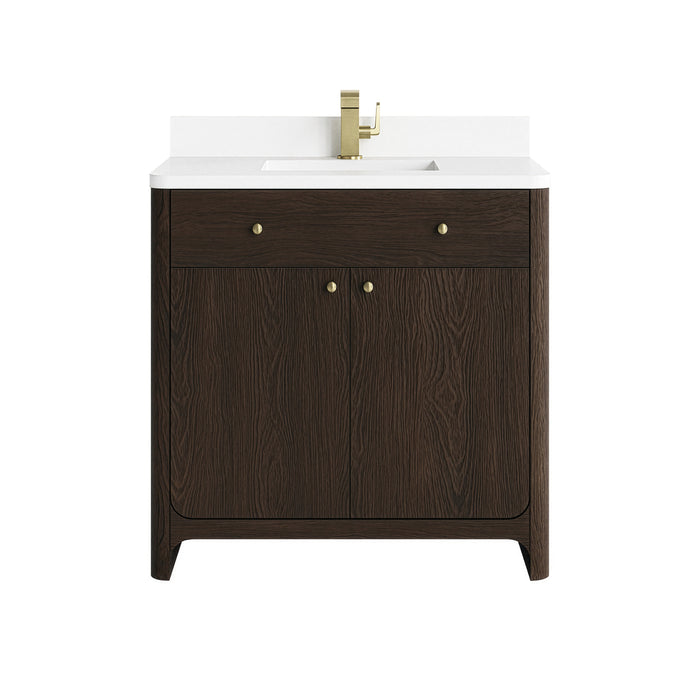 Gracyn 36" Single Vanity, Sable, w/ 3 CM White Zeus Quartz Top