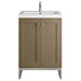 Chianti 24" Single Vanity, Walnut Whisper, Brushed Nickel, w/ White Glossy Composite Stone Top