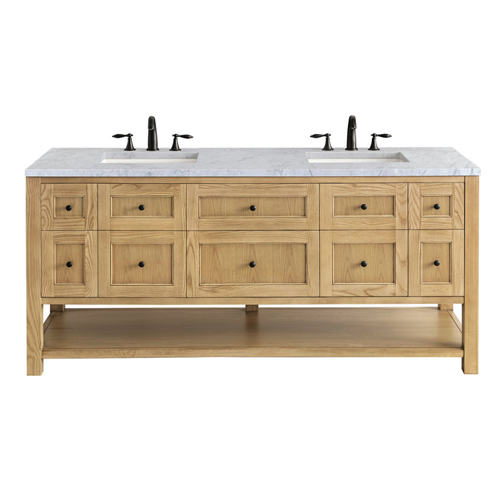 Breckenridge 72" Double Vanity, Bright White w/ 3 CM Ethereal Noctis Top w/FreePower Wireless Charger