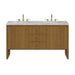 Hudson 60" Double Vanity, Honey Oak w/ 3 CM Carrara Marble Top