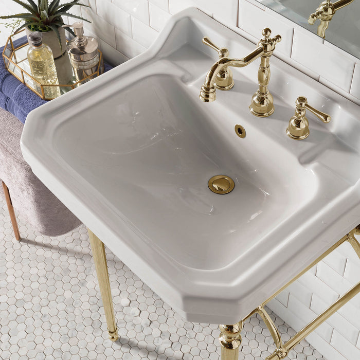James Martin Wellington 24" Single Console Single Sink w/ Brass Finish Stand