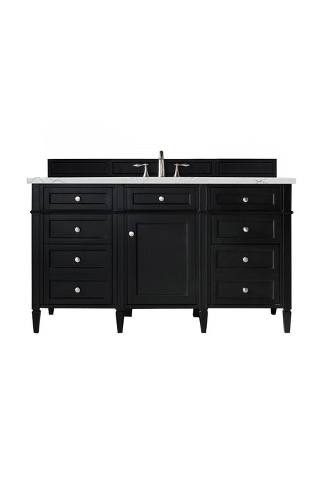 Brittany 60" Single Vanity, Black Onyx, w/ 3 CM Ethereal Noctis Silestone Top w/FreePower Wireless Charger