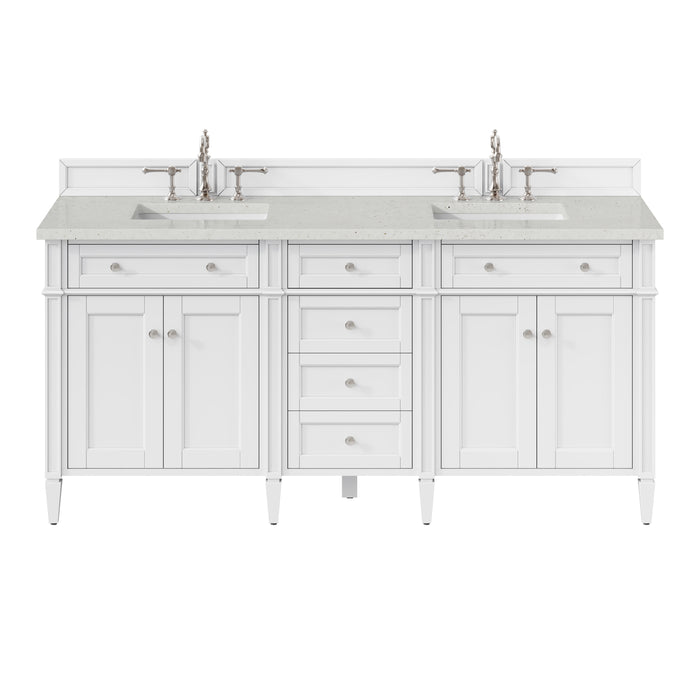 Brittany 72" Double Vanity, Victory Blue, w/ 3 CM Siberian Silestone Top