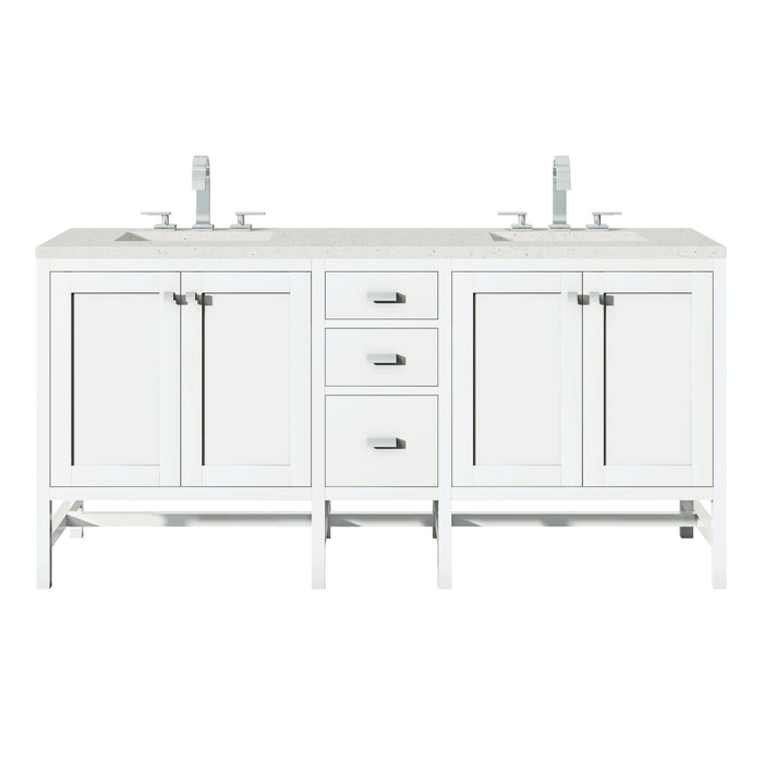 Addison 72" Double Vanity, Glossy White w/ 3 CM Lime Delight Silestone Top