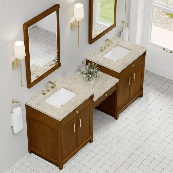 James Martin Vanities Bellshire 84" Dual Vanity Set with 24" Make-Up Counter