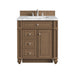Bristol 30" Single Vanity, Saddle Brown w/ 3 CM Carrara Marble Top