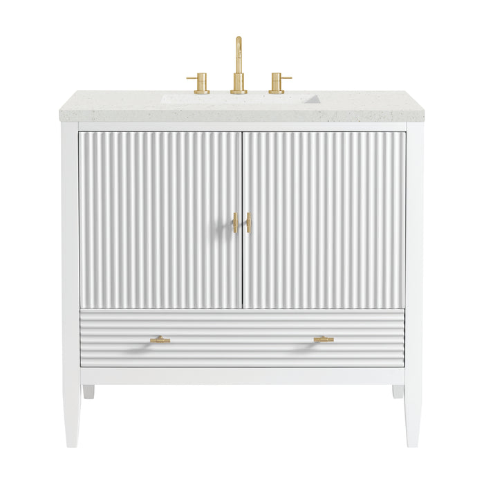 Myrrin 36" Vanity, Bright White w/ 3 CM Lime Delight Silestone Top