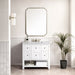 James Martin Breckenridge 36" Single Bathroom Vanity in Bright White, shown in a bathroom setting