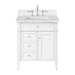 Brittany 30" Single Vanity, Bright White, w/ 3 CM Ethereal Noctis Silestone Top