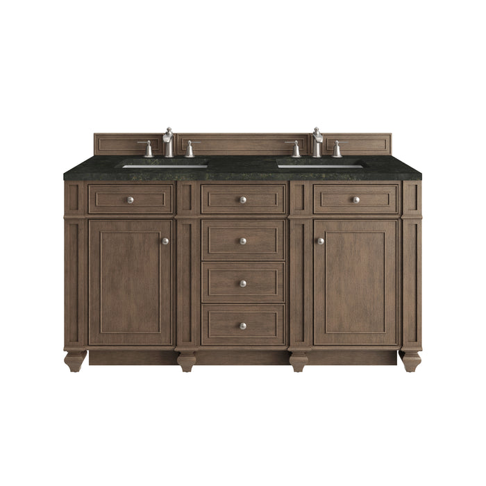 Bristol 60" Double Vanity, Whitewashed Walnut w/ 3 CM Eternal Jasmine Pearl Silestone Top