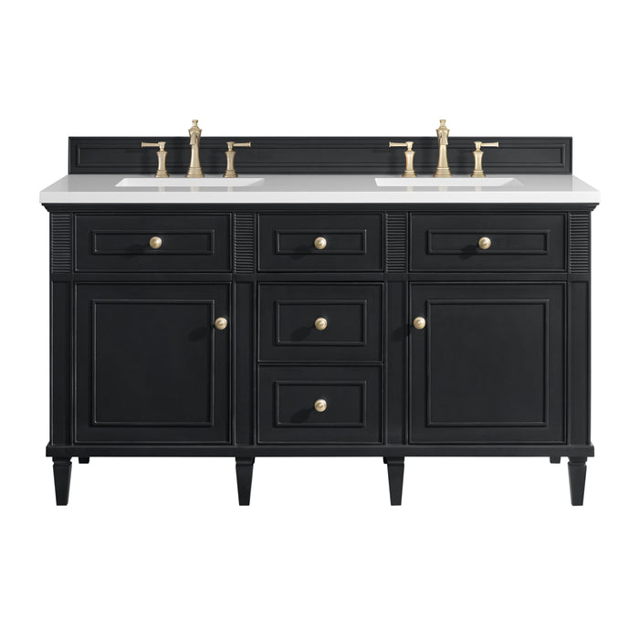 Lorelai 60" Double Vanity, Black Onyx w/ 3 CM White Zeus Silestone Top