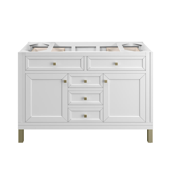 Chicago 48" Single Vanity, Walnut Whisper, w/ 3 CM Carrara Marble Top