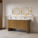 Hudson 60" Double Vanity, Light Natural Oak w/ 3 CM White Zeus Top