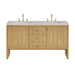 Hudson 60" Double Vanity, Honey Oak w/ 3 CM Siberian Silestone Top w/FreePower Wireless Charger
