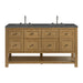 Breckenridge 60" Double Vanity, Light Natural Oak, w/ Single Hole 3 CM White Zeus Quartz Top & Backsplash