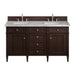 Brittany 60" Double Vanity, Black Onyx w/ 3 CM Victorian Silver Silestone Top w/FreePower Wireless Charger