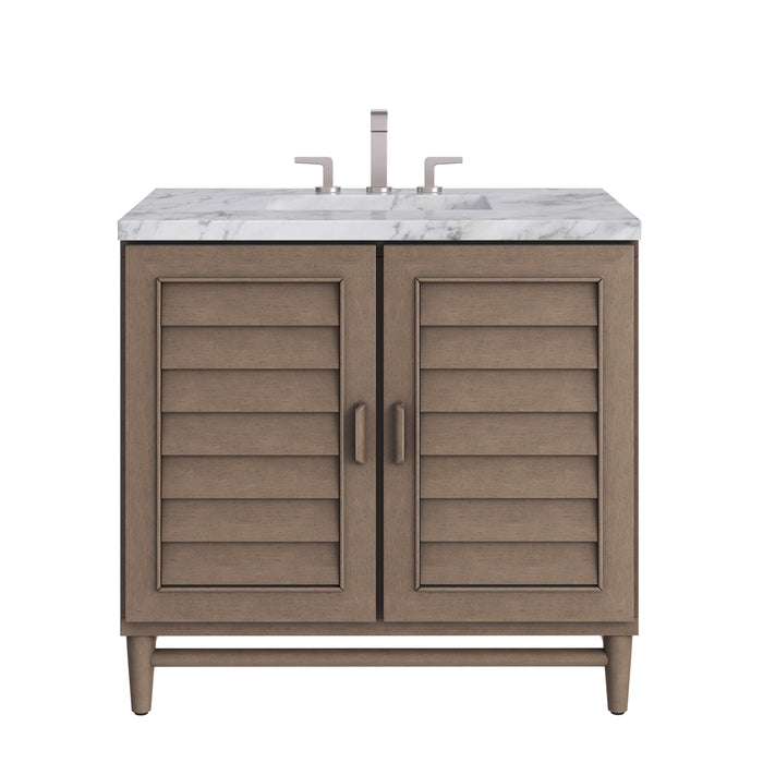 Portland 36" Single Vanity Whitewashed Walnut w/ 3 CM Carrara Marble Top