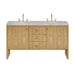 Hudson 60" Double Vanity, Light Natural Oak w/ 3 CM Ethereal Noctis Top