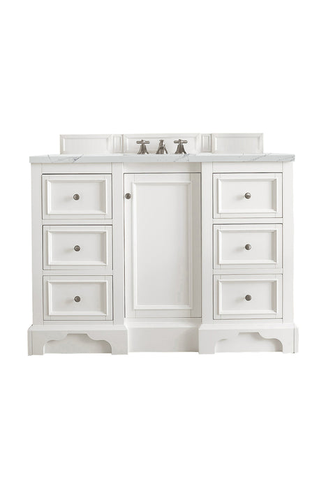 De Soto 48" Single Vanity, Bright White w/ 3 CM Ethereal Noctis Silestone Top